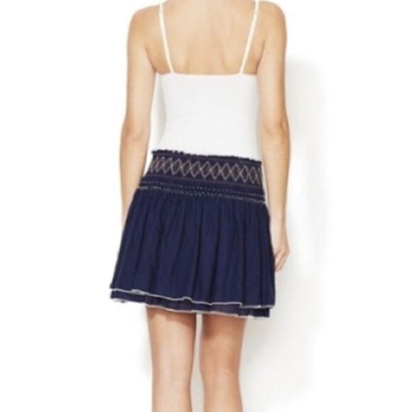 Free PEOPLE Navy blue Smocked skirt Small @F1 - Picture 2 of 9